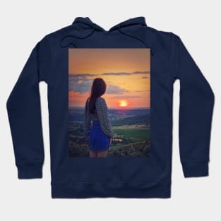 girl watching the sunset Hoodie